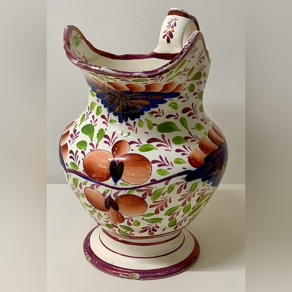 c. 1820 Antique Gaudy Welsh Grape Pattern Large Hand Painted Pink Luster Jug - Picture 5 of 16